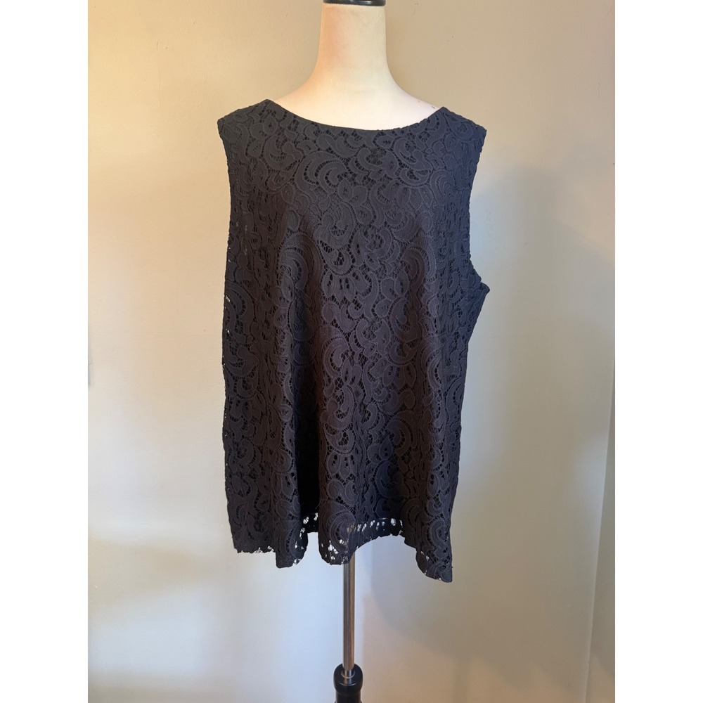 Charter Club Black Lace Sleeveless Top Blouse 3X NWT boho whimsigoth cottage